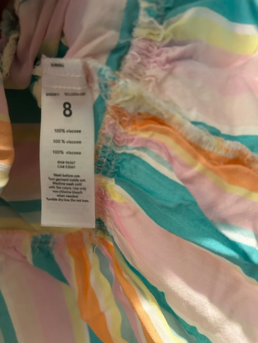 Oshkosh B’gosh Cold Shoulder elastic Ruffle Hem Stripe Pastel summer Dress size8